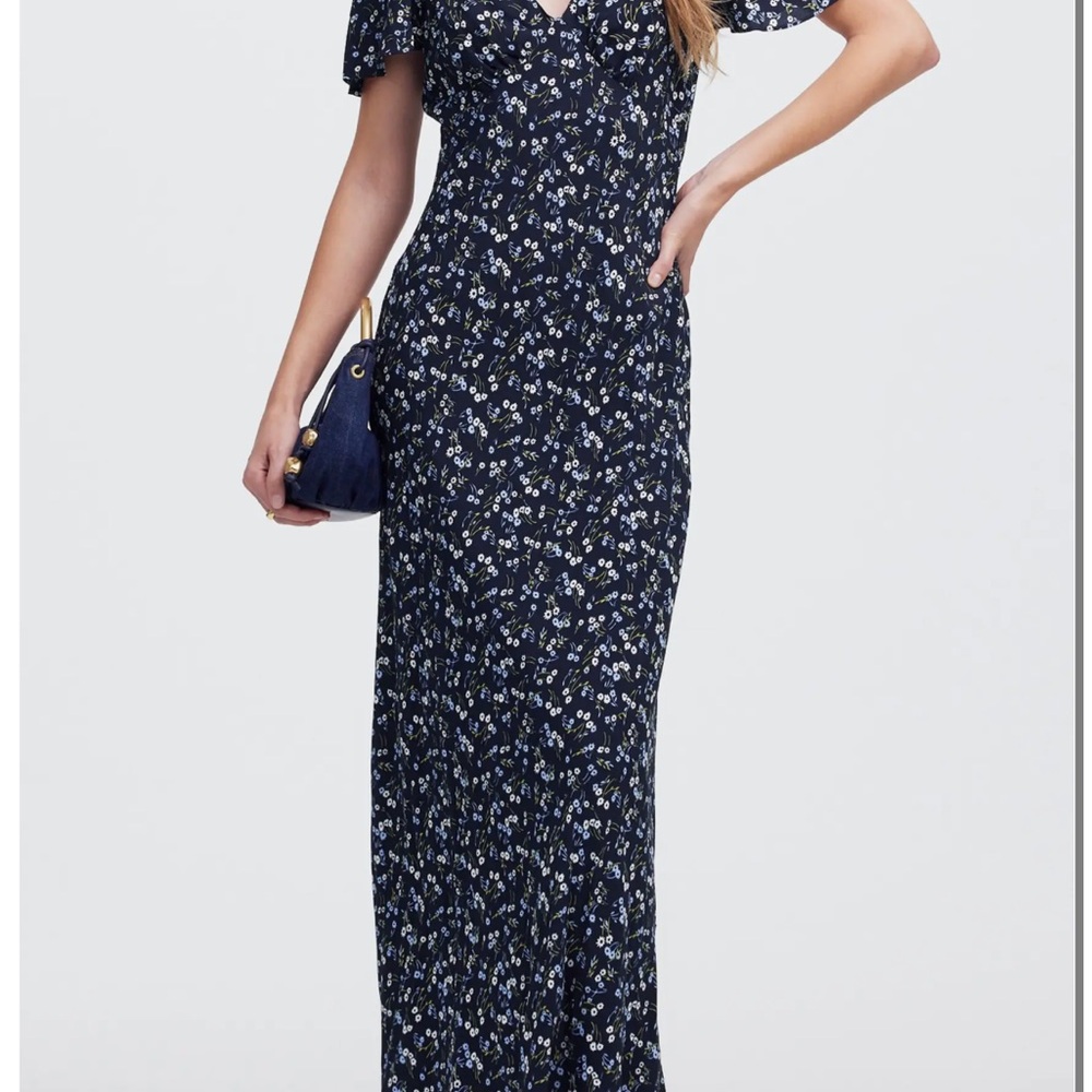 Madewell Navy Floral Maxi Dress